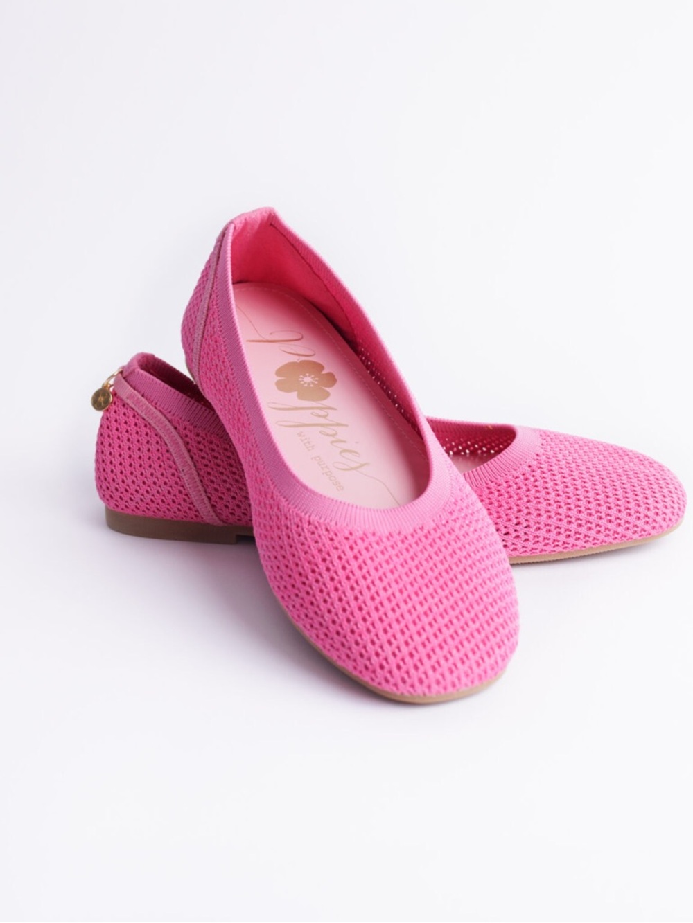 Poppies With Purpose Pink Knit Ballet Flats Size 9 Comfort Slip On
